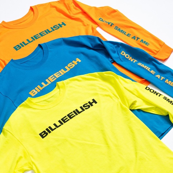 BILLIE EILISH BLOHSH OFFICIAL MERCH don’t smile at me blue longsleeve SIZE SMALL - Picture 3 of 8